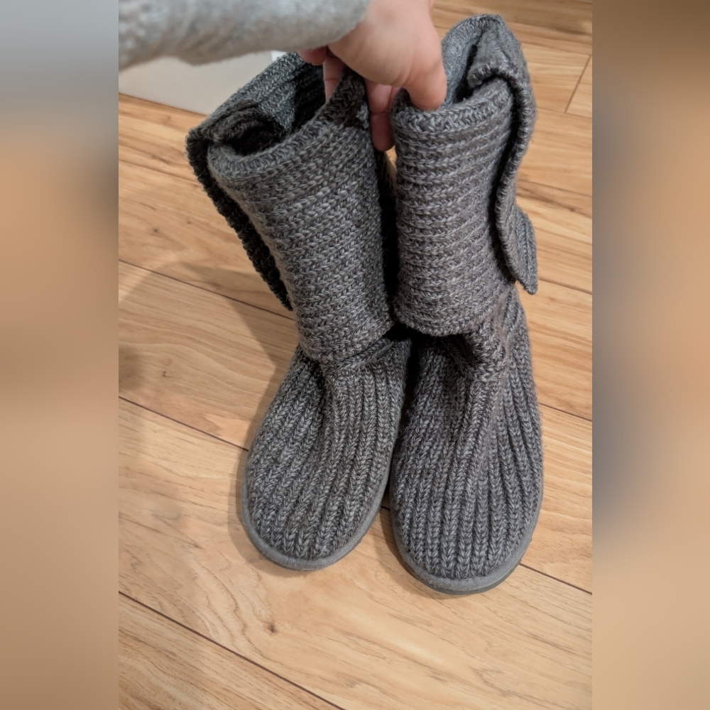 Ugg Cozy Gray Knit Boots